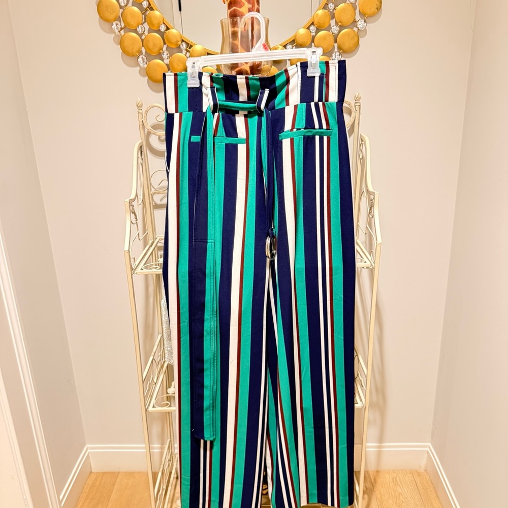 7th Avenue New York & Co Striped Wide Leg Pants Size 14